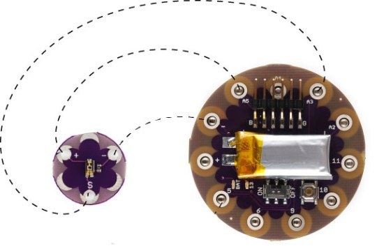 lilypad ile lilypad light sensor temt6000 bağlantı şeması